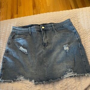 Amazon Blue Distressed Mini Skirt
